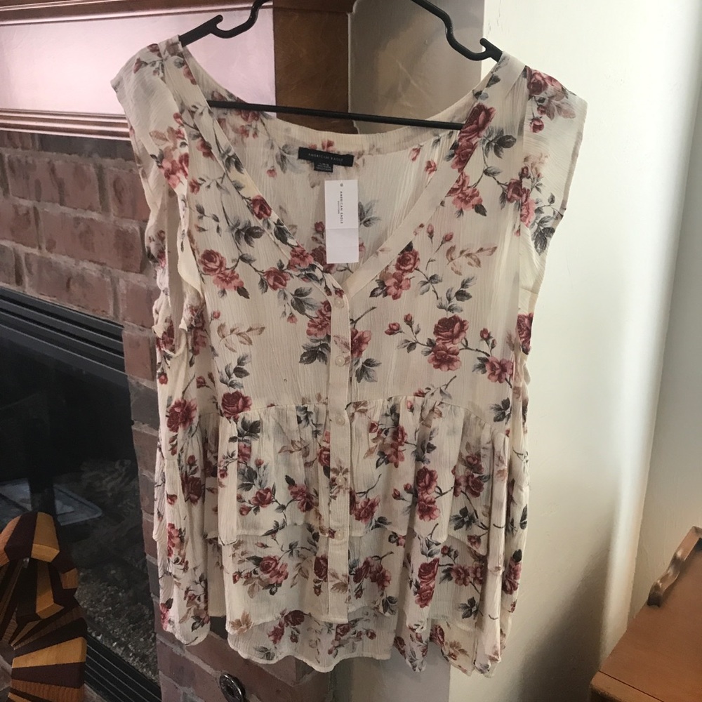 Brand New American Eagle Button Up Floral Blouse